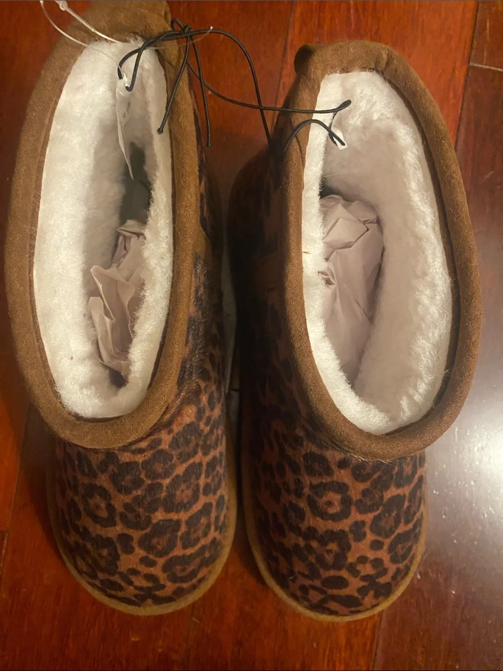 Womens Leopard Print Cozy Winter Boots - Brown